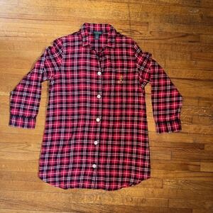 Lauren By Ralph Lauren Women's Plaid Long Sleeve Cozy Sleeper Size XL